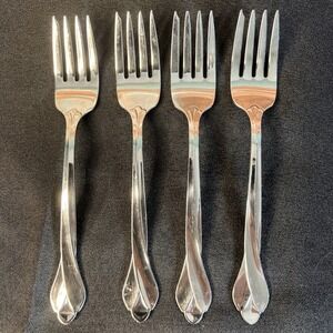 4pc - Oneida‎ Tribeca  SALAD FORKS -  6.5" - Stainless Steel - USA